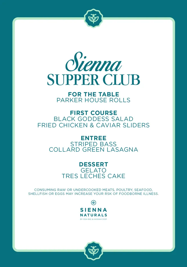 Menu designs for Sienna Naturals x Sephora event at The Grove - Mar. 25'