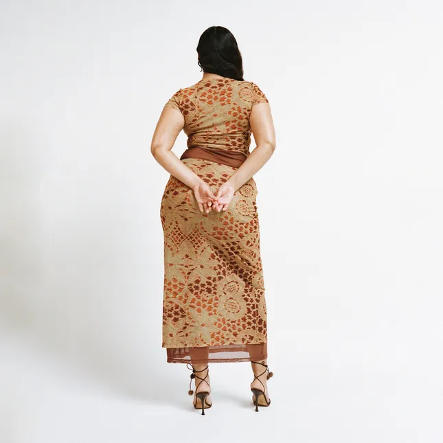 Orange Lace Repeat Print Design