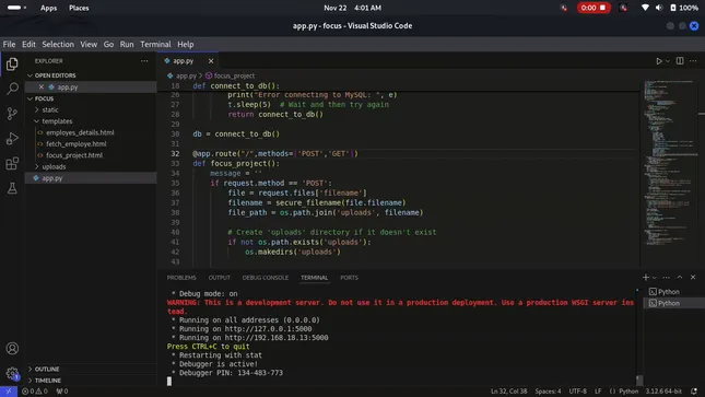 Python flask web application development