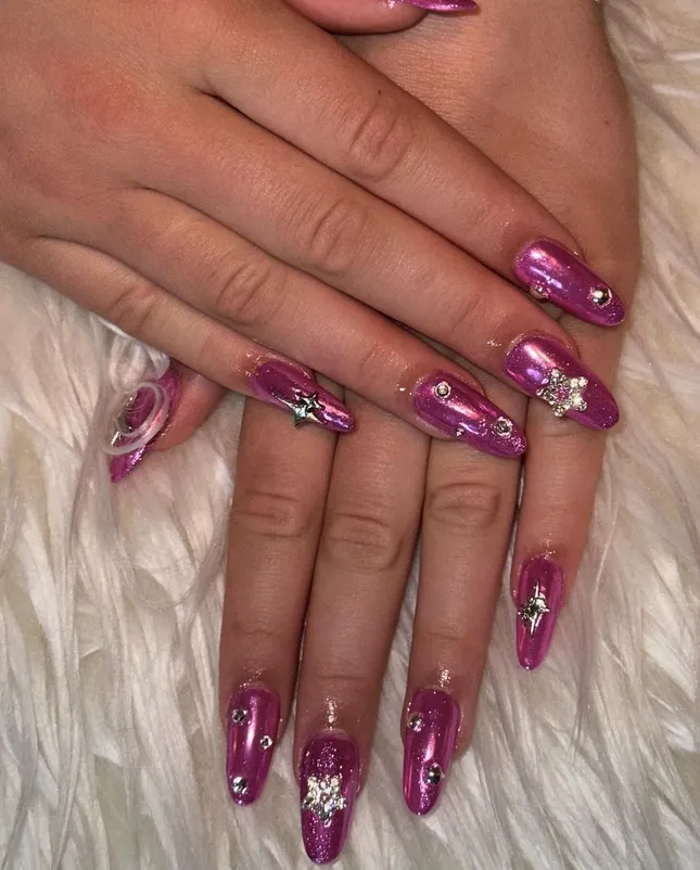 Pink Chrome Nail Set
