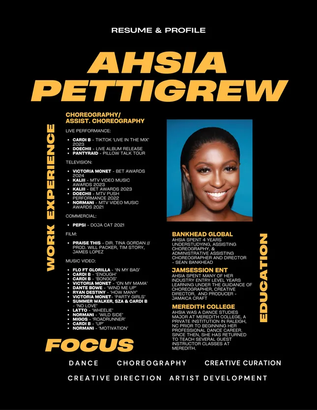 Choreography/Assistant Choreography Resume