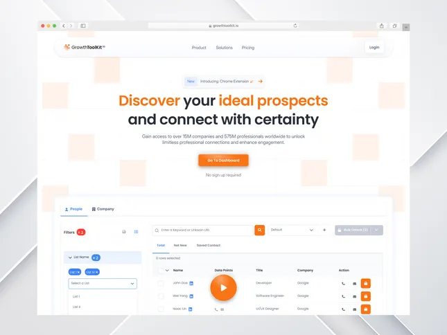 GrowthToolkit landing page