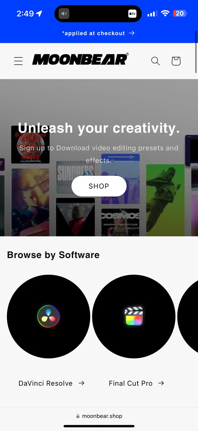 MoonBear.shop website design