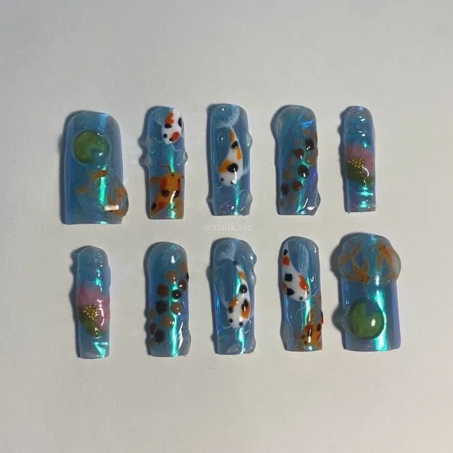 3D Koi Fish Press On Nails