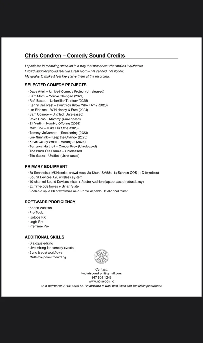 Comedy Sound Mixer Credits