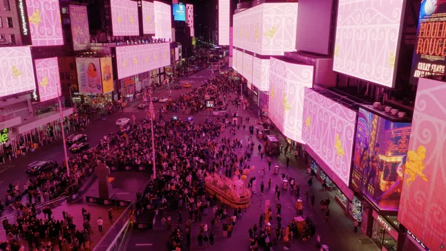 Yvette Mayorga's "Magic Grasshopper" in Times Square
