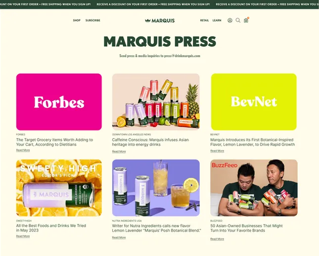 Press Landing Page