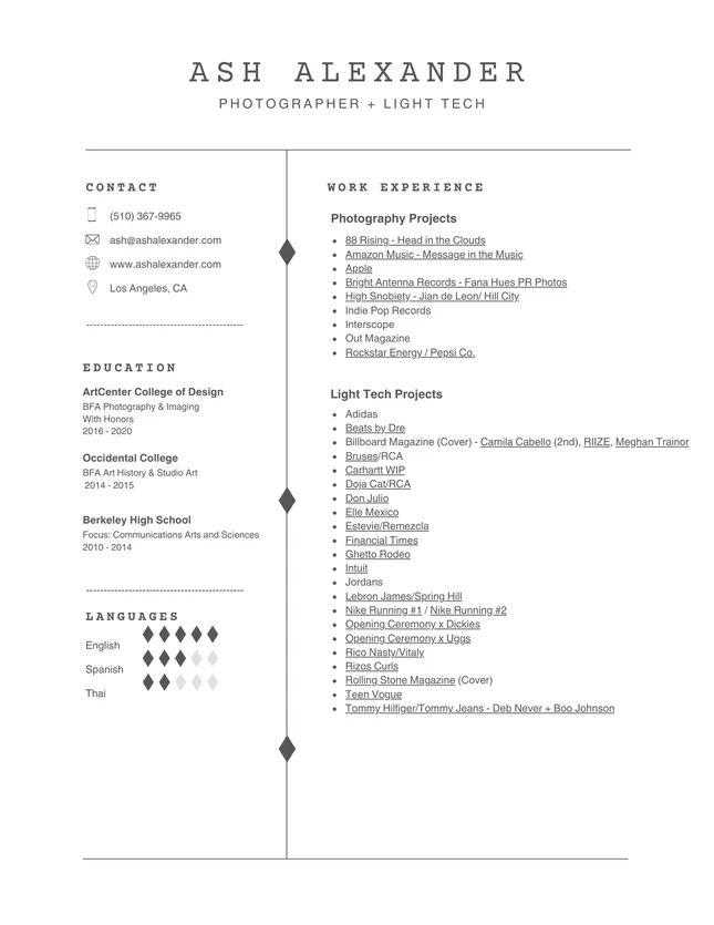 Production/Light Tech CV