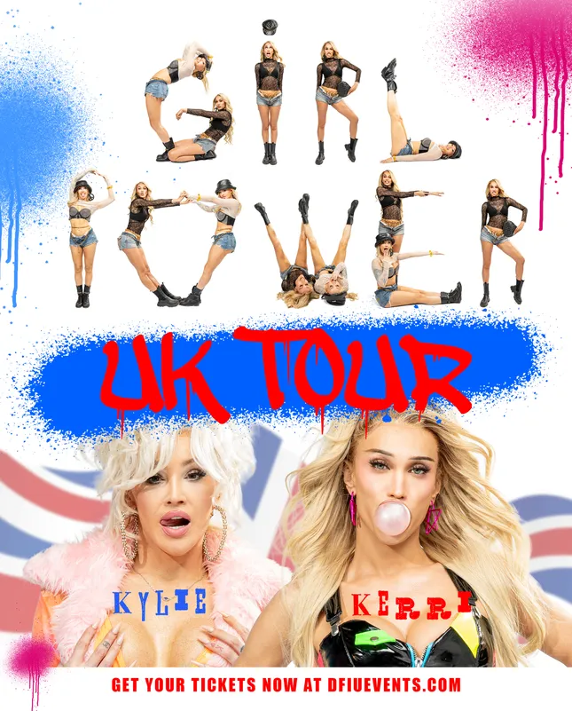 Key art for Kerri Colby and Kylie Sonic Love UK tour