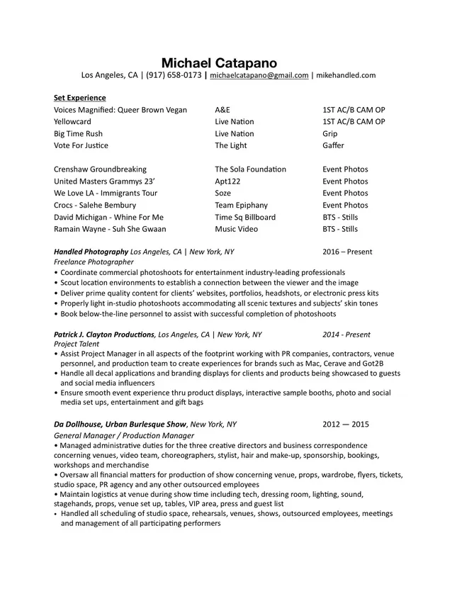 Set Work Resume
