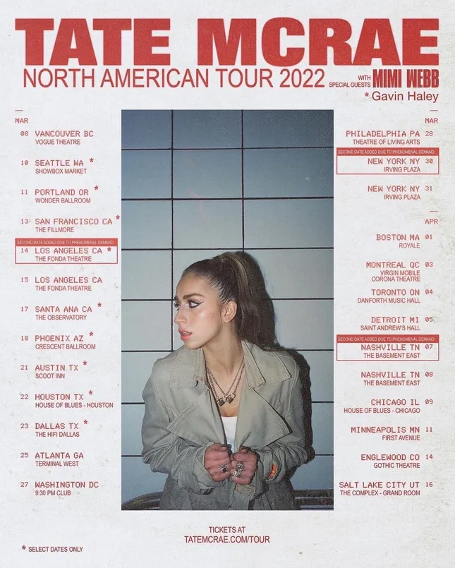 Tate McRae - Tour Admats + Billboards