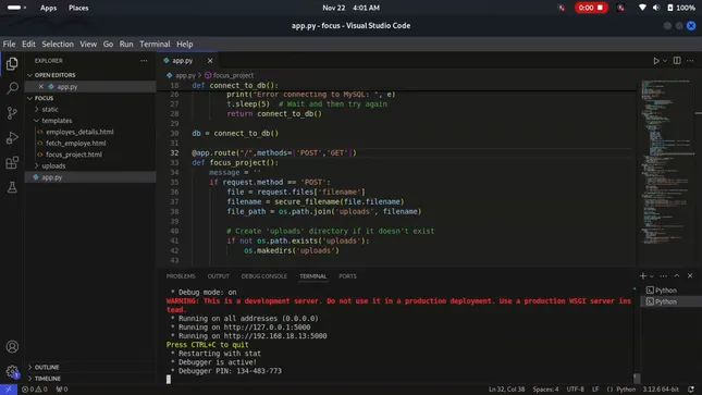 Python flask web application development