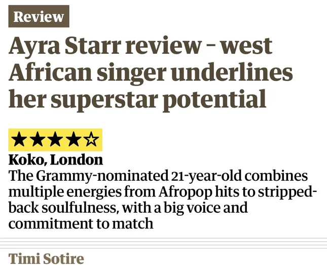 Ayra Starr concert review