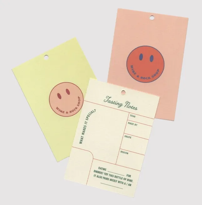 wine tags for Wine + Rock Shop