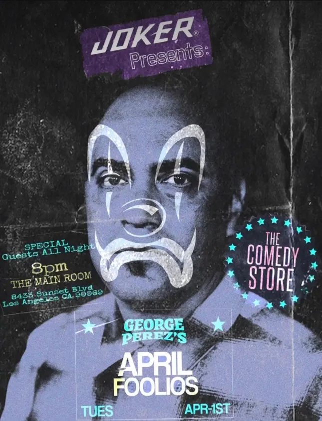 Joker Brand x George Perez x The Comedy Store Flyer design artwork