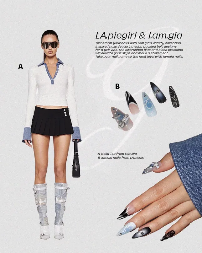 Iamgia inspired 3D buckle belt y2k nails