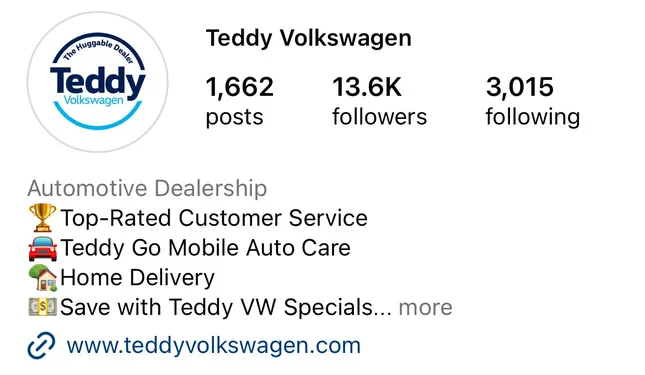 Teddy Volkswagen - Social Media Marketing