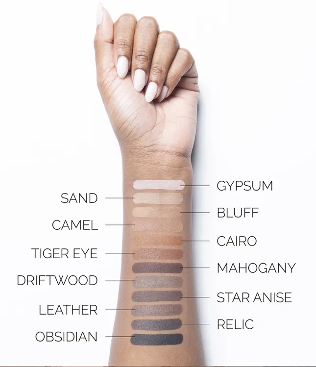 Swatches for makeup brand OFIR cosmetics