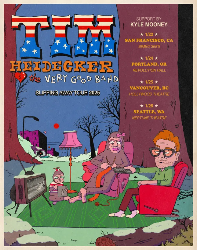 Tim Heidecker & the Very Good Band Slipping Away Tour 2025 Poster
