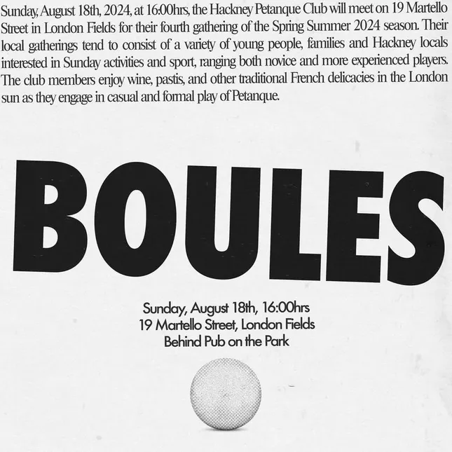 Poster Design - Hackney Petanque Club London