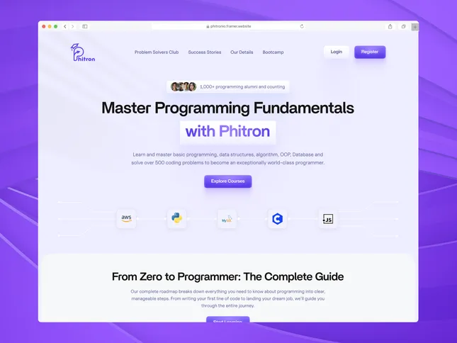 Phitron landing page redesign