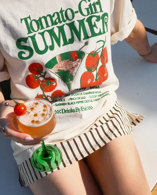 "Tomato-Girl Summer" t-shirt design for influencer @Drinksbyevie