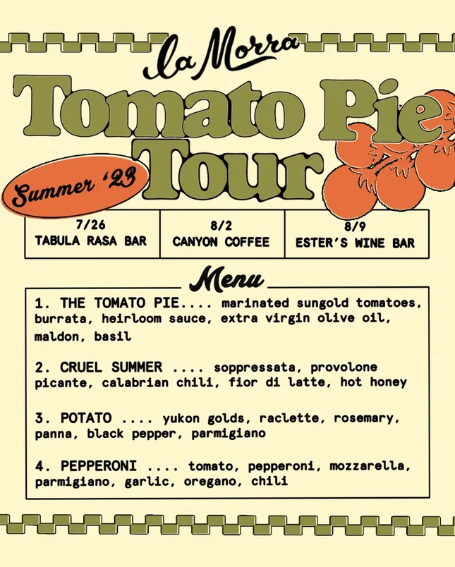 flyer for La Morra Pizza
