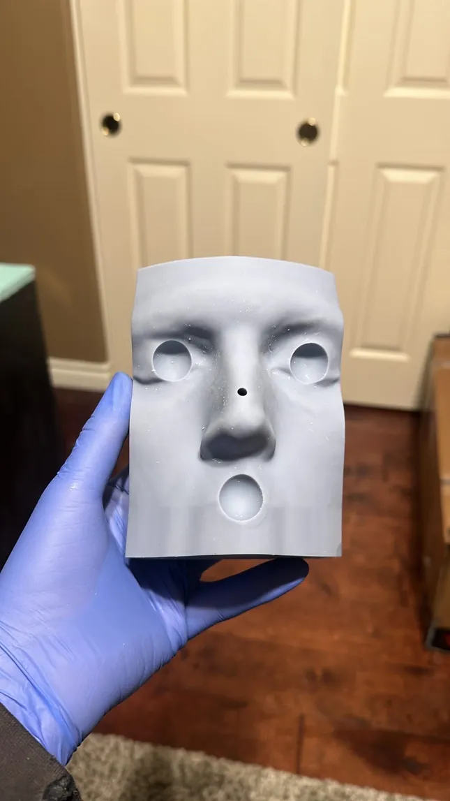 3d printed nose mold cast in gelatin