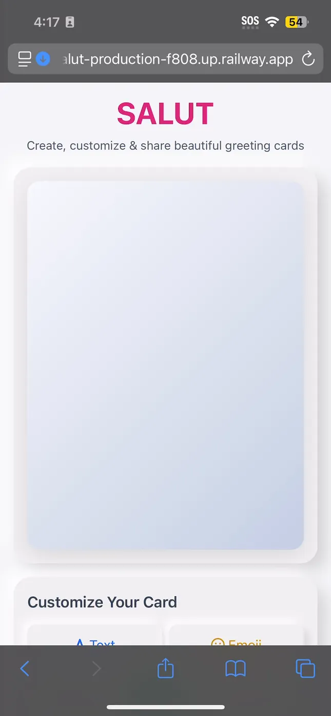 Salut - greeting card creator web app