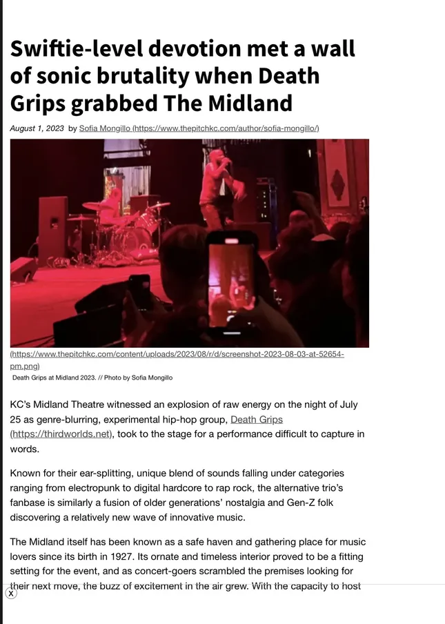 Swiftie-level devotion met a wall of sonic brutality when Death Grips grabbed The Midland