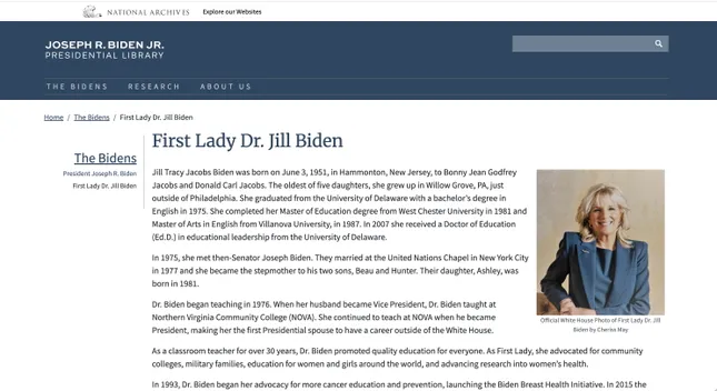 Official portrait of Dr. Jill Biden