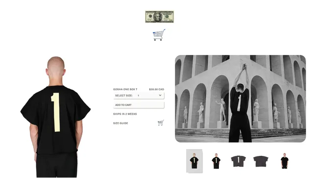 Commissioned Web Design layout for Yeezy web store including Gosha lookbook
