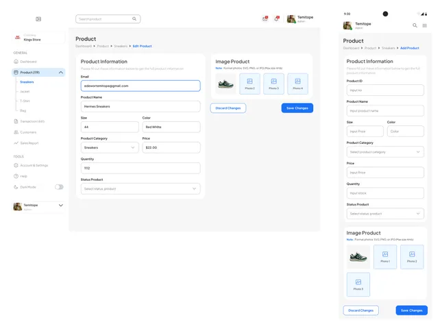 Web Design for an E-Commerce.