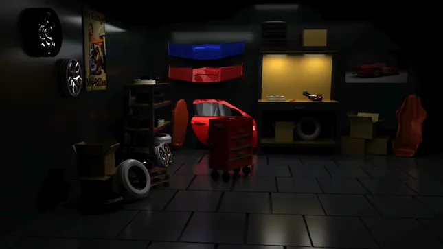 3D garage scene design