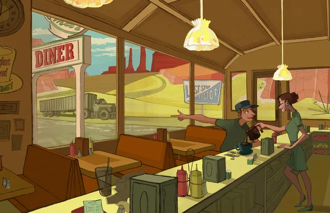 Diner Background Painting & Layout