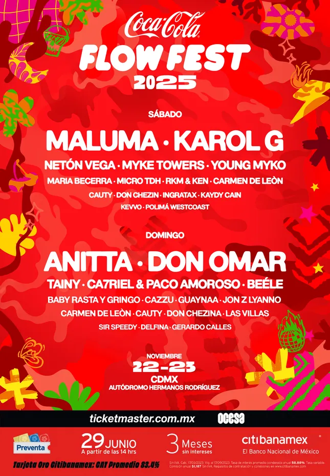 Official Line up design for Cocacola Flow Fest 2025