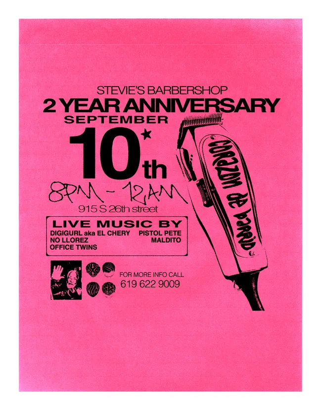 Stevie’s Barbershop Anniversary Event Flyer