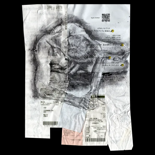 charcoal collage work