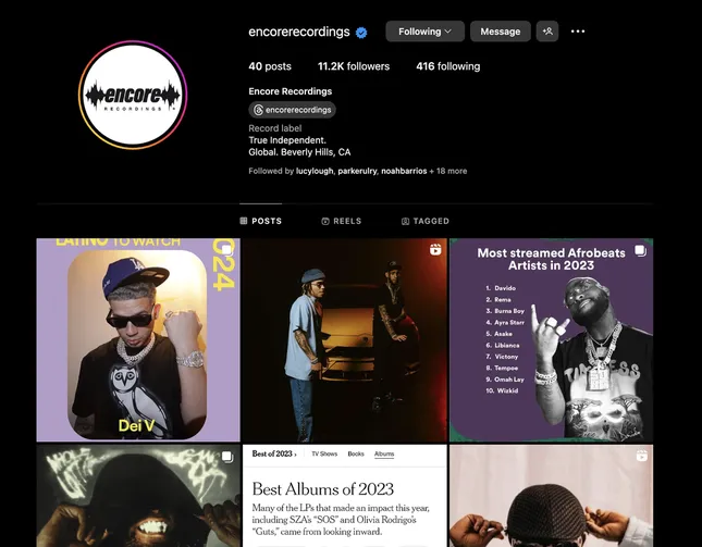 Social Media Management - Encore Recordings