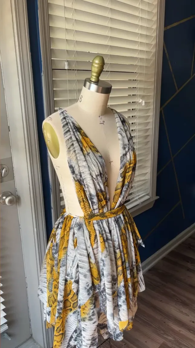Snake print feather Dress
