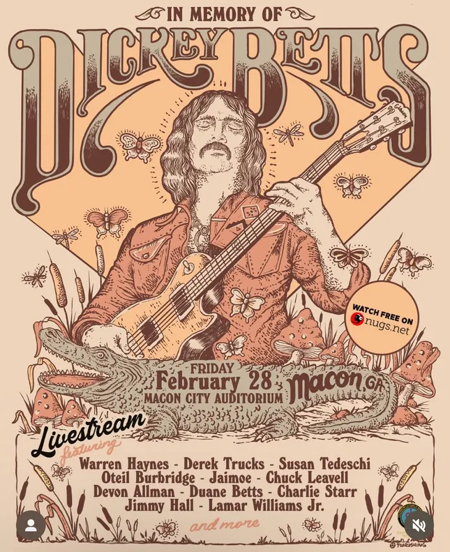 Dickey Betts Memorial Livestream from Macon, GA
