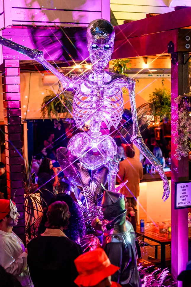 12 ft Standing Mirrored Disco Skeleton