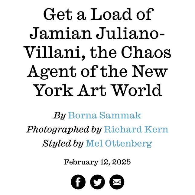 INTERVIEW MAGAZINE: Jamian Juliano-Villani