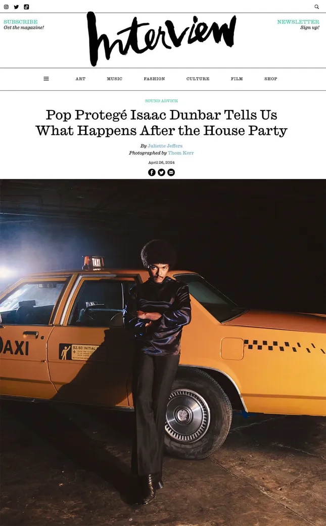 isaac dunbar interview mag/album cover