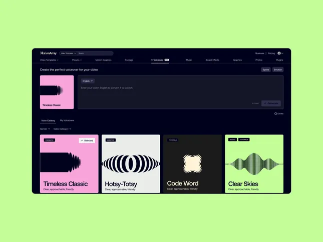 Voiceover in motionarray.com 🎙️✨