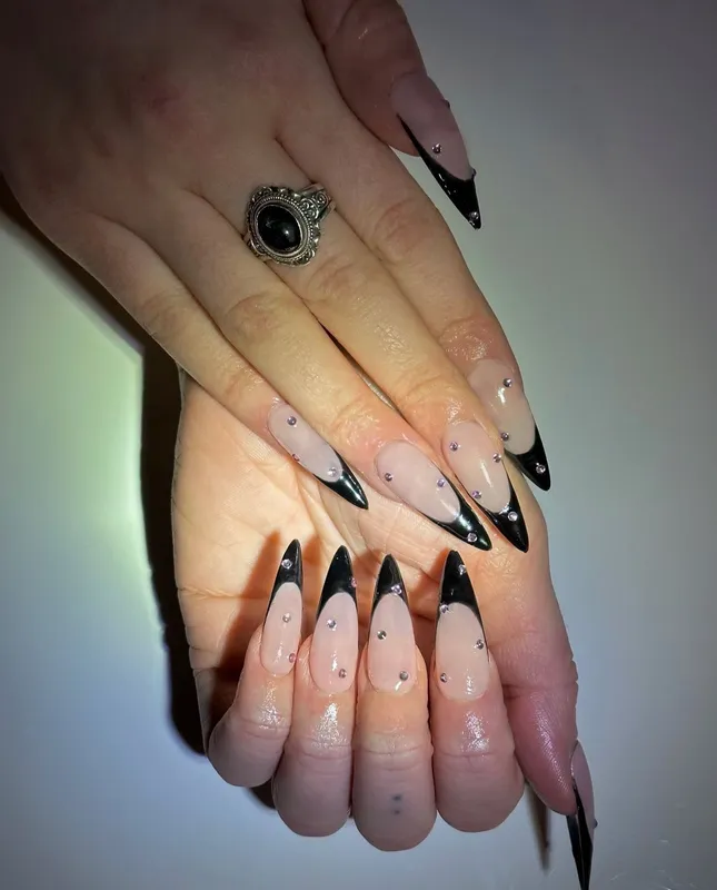 Black French Tip Press-Ons